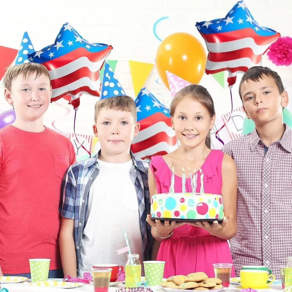 Set of 10 Star Balloons 4th of July Balloon USA American Flag Foil Balloons